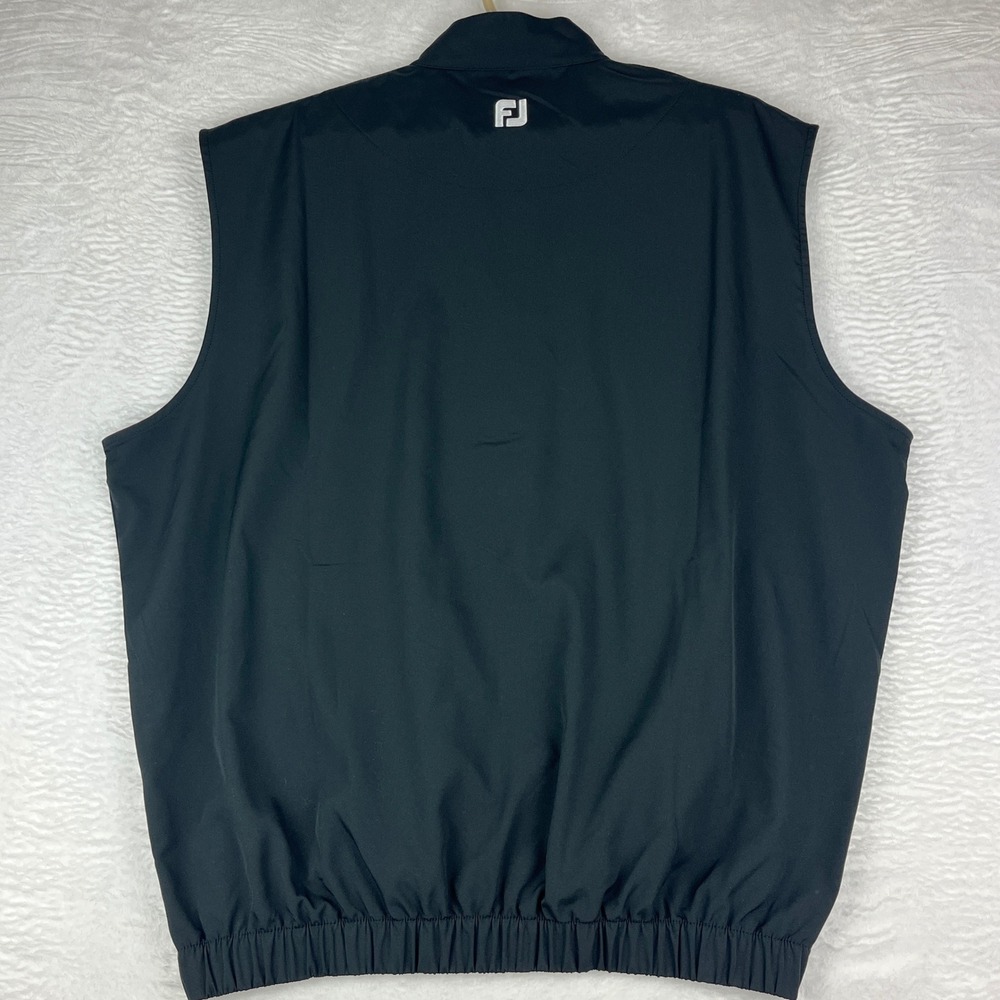 FootJoy FJ Golf Vest Mens Large Black 1/4 Zip Lightweight Logo Pockets - Picture 10 of 13